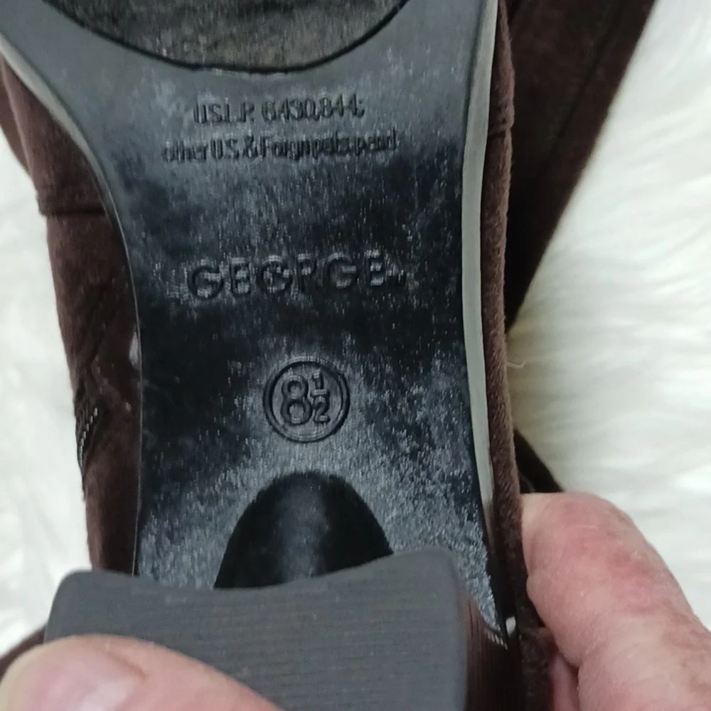 George 8.5 Brown fabric mid-rise boots, like new.